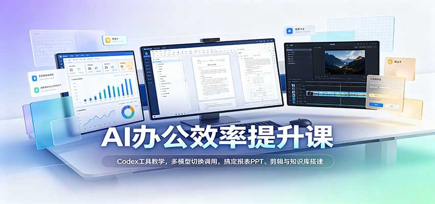 AI办公效率提升课:Codex工具教学,多模型切换调用,搞定报表PPT、剪辑与知识库搭建-副业资源网