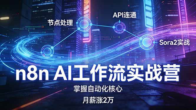 （17458期）n8n AI工作流实战营，节点处理+API连通+Sora2实战，掌握自动化核心月薪涨2万-副业资源网