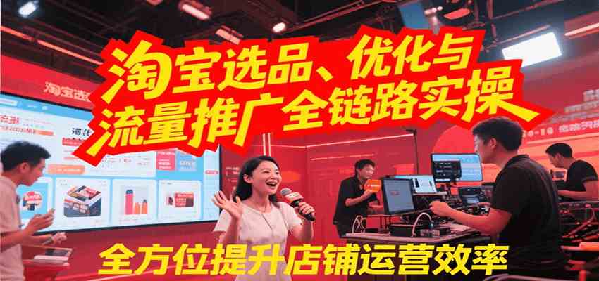 淘宝选品、优化与流量推广全链路实操，全面提升店铺运营效率-副业资源网
