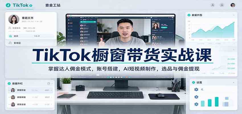 TikTok橱窗带货实战课：掌握达人佣金模式，账号搭建，AI短视频制作，选品与佣金提现-副业资源网