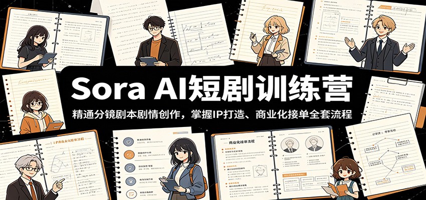 Sora AI短剧训练营：精通分镜剧本剧情创作，掌握IP打造、商业化接单全套流程-副业资源网