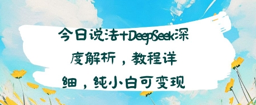 今日说法+DeepSeek深度解析，教程详细，纯小白可变现-副业资源网