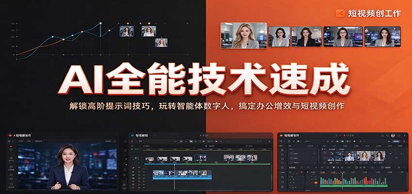 AI全能技术速成：解锁高阶提示词技巧，玩转智能体数字人，搞定办公增效与短视频创作-副业资源网