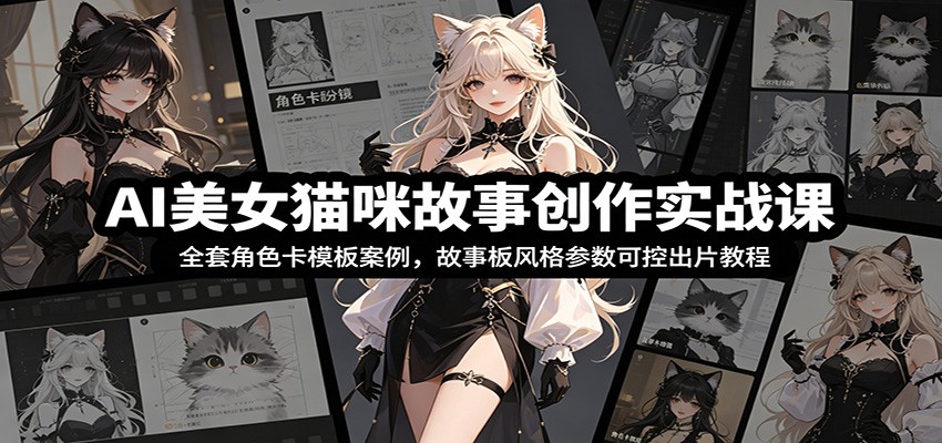AI美女猫咪故事创作实战课：全套角色卡模板案例，故事板风格参数可控出片教程-副业资源网