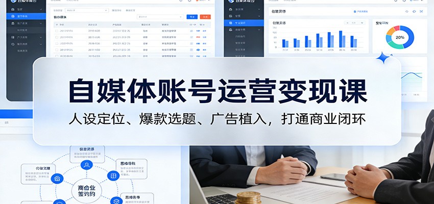 自媒体账号运营变现课：人设定位、爆款选题、广告植入，打通商业闭环-副业资源网