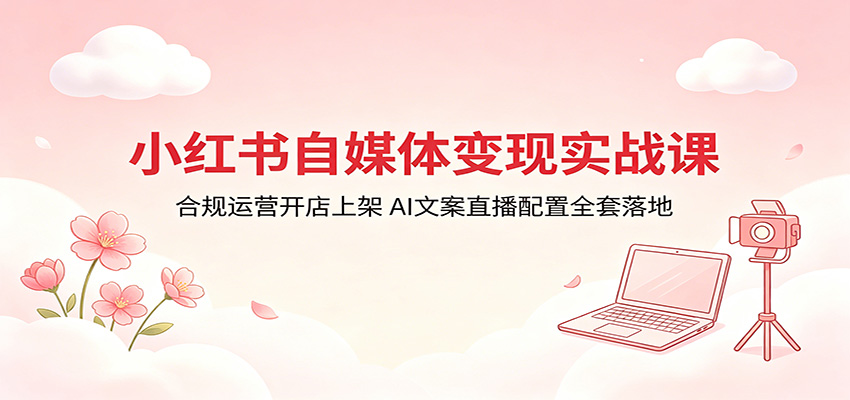 小红书自媒体变现实战课：合规运营开店上架，AI文案直播配置全套落地-副业资源网