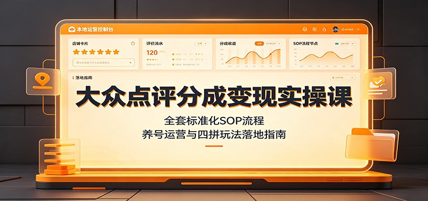大众点评分成变现实操课:全套标准化SOP流程,养号运营与四拼玩法落地指南-副业资源网