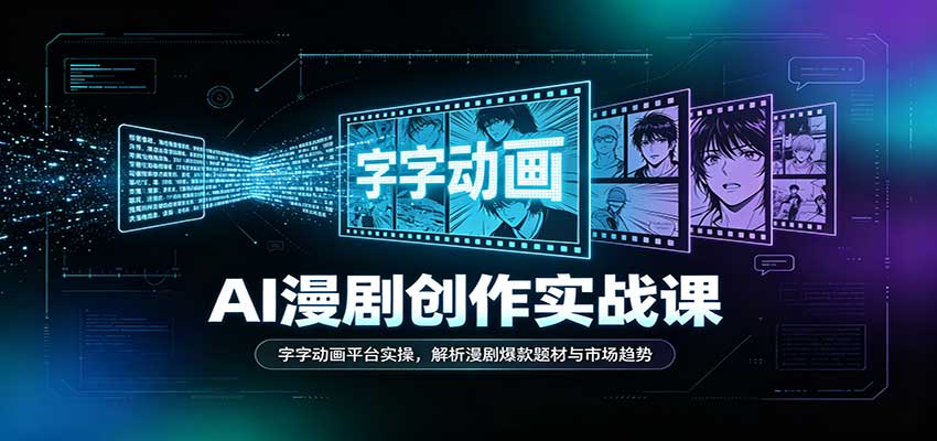 AI漫剧创作实战课：字字动画平台实操，解析漫剧爆款题材与市场趋势-副业资源网