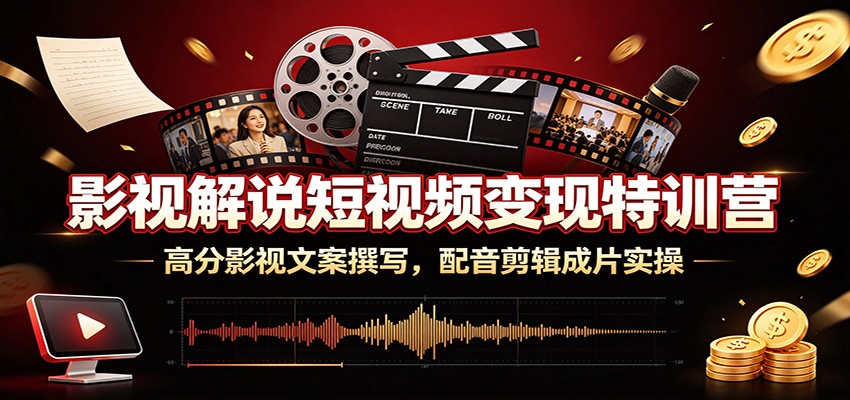 影视解说短视频变现特训营:高分影视文案撰写,配音剪辑成片实操-副业资源网