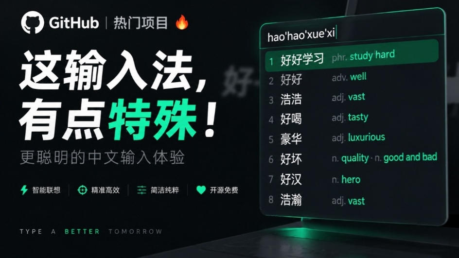 GitHub上4.9k stars的国产输入法,开发者怎么会如此有创意!一边打字边记单词,太厉害了青简输入法-副业资源网