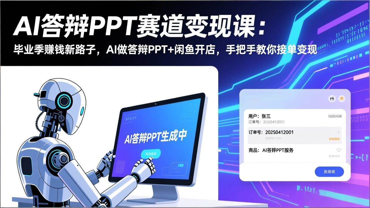 （17546期）AI答辩PPT赛道变现课：毕业季赚钱新路子，AI做答辩PPT+闲鱼开店，手把手教你接单变现-副业资源网