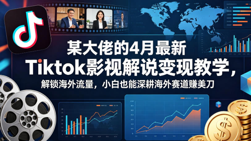 某大佬的4月最新Tiktok影视解说变现教学，解锁海外流量，小白也能深耕海外赛道賺美刀（更新）-副业资源网