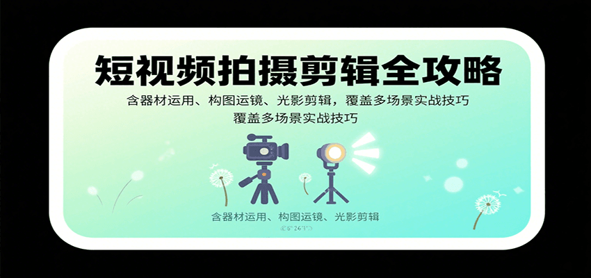 短视频拍摄剪辑全攻略：含器材运用、构图运镜、光影剪辑，覆盖多场景实战技巧-副业资源网