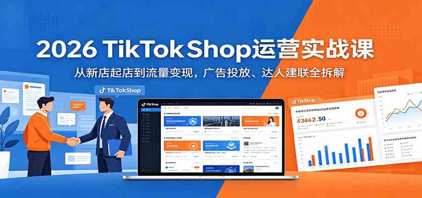 2026 TikTokShop运营实战课：从新店起店到流量变现，广告投放、达人建联全拆解-副业资源网