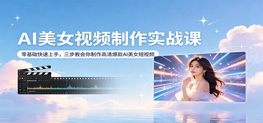 AI美女视频制作实战课：零基础快速上手，三步教会你制作高清爆款AI美女短视频-副业资源网