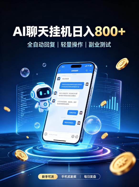 AI聊天挂G项目，日入800➕，全自动操作，适用个人副业，支持工作室矩阵操作【揭秘】-副业资源网