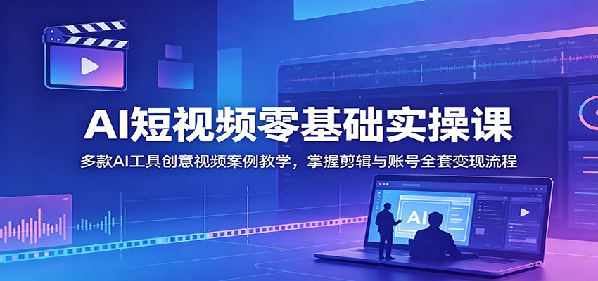 AI短视频零基础实操课:多款AI工具创意视频案例教学,掌握剪辑与账号全套变现流程-副业资源网