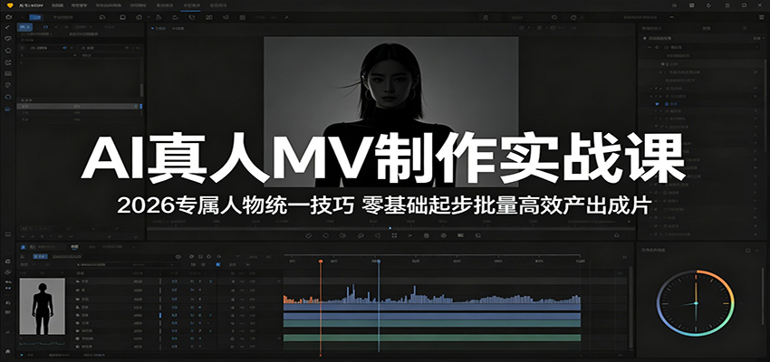 AI真人MV制作实战课：2026专属人物统一技巧，零基础起步批量高效产出成片-副业资源网