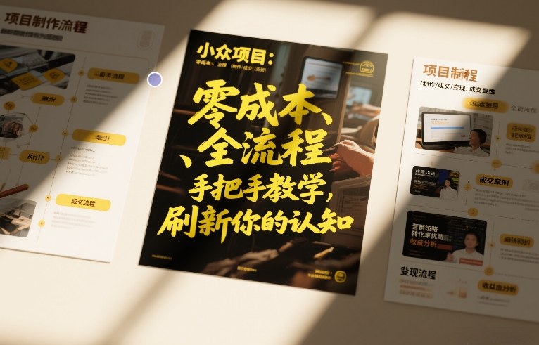 小众项目：零成本、全流程（制作-成交-变现）手把手教学，刷新你的认知-副业资源网