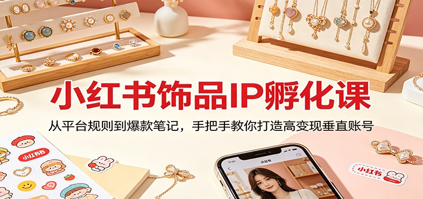 小红书饰品IP孵化课：从平台规则到爆款笔记，手把手教你打造高变现垂直账号-副业资源网