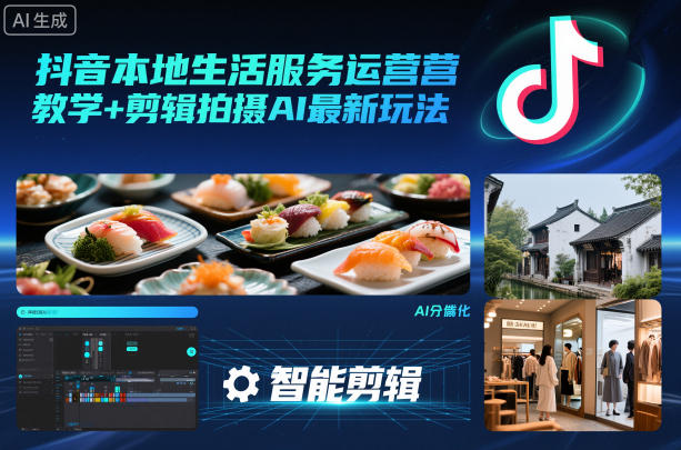 抖音本地生活服务运营教学+剪辑拍摄AI最新玩法-副业资源网