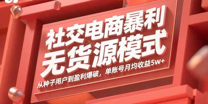 （15951期）社交电商暴利无货源模式：从种子用户到盈利爆破，单账号月均收益5w+-副业资源网