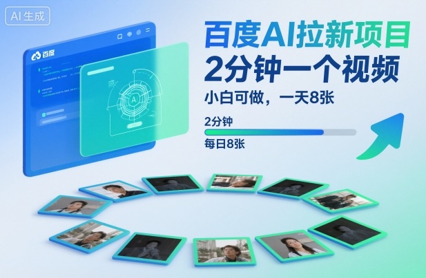 百度AI拉新项目，2分钟一个视频，小白可做，一天8张【附案例+保姆级教程】-副业资源网