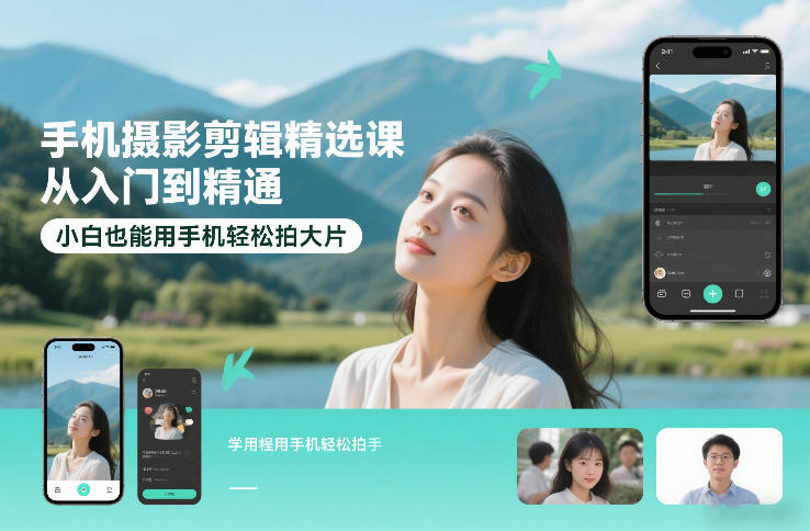 手机摄影剪辑精选课，从入门到精通，小白也能用手机轻松拍大片-副业资源网