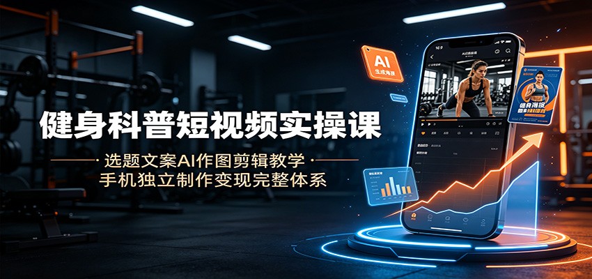 健身科普短视频实操课:选题文案AI作图剪辑教学,手机独立制作变现完整体系-副业资源网