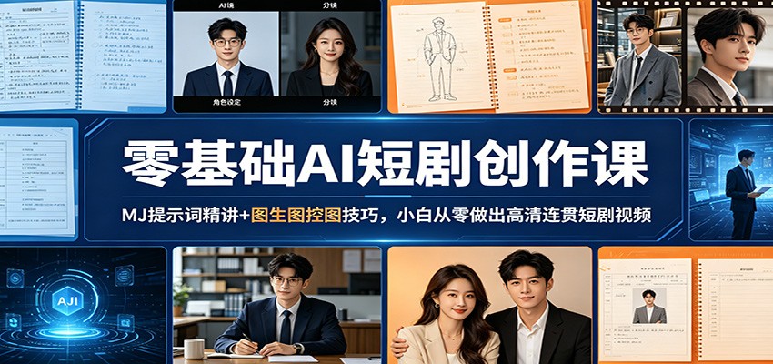 零基础AI短剧创作课：MJ提示词精讲+图生图控图技巧，小白从零做出高清连贯短剧视频-副业资源网