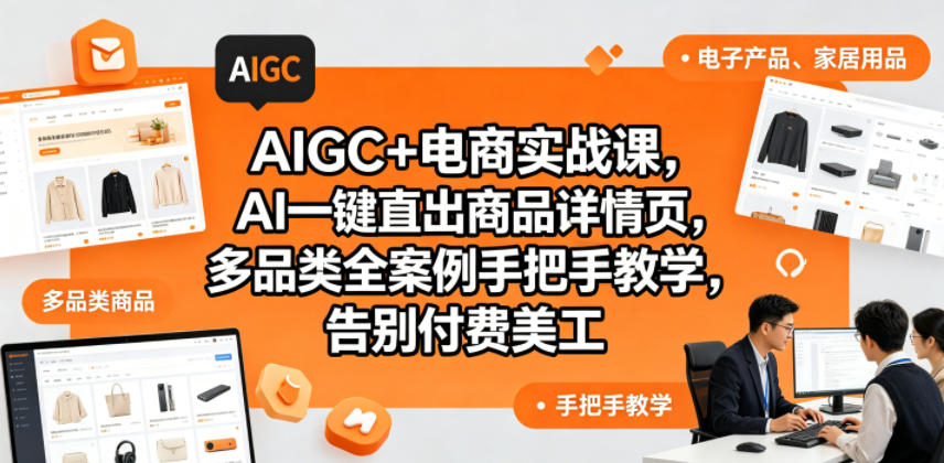 AIGC+电商实战课，AI一键直出商品详情页，多品类全案例手把手教学，告别付费美工（更新0820）-副业资源网