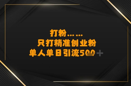 打粉只打精准创业粉，单人单日引流500+-副业资源网