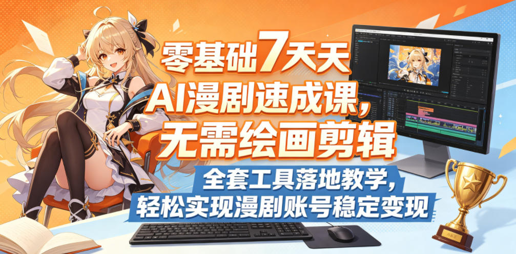 零基础7天AI漫剧速成课，无需绘画剪辑，全套工具落地教学，轻松实现漫剧账号稳定变现-副业资源网