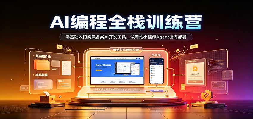 AI编程全栈训练营::零基础入门实操各类AI开发工具,做网站小程序Agent出海部署-副业资源网