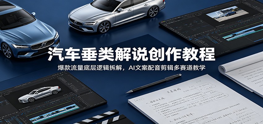 汽车垂类解说创作教程：爆款流量底层逻辑拆解，AI文案配音剪辑多赛道教学-副业资源网