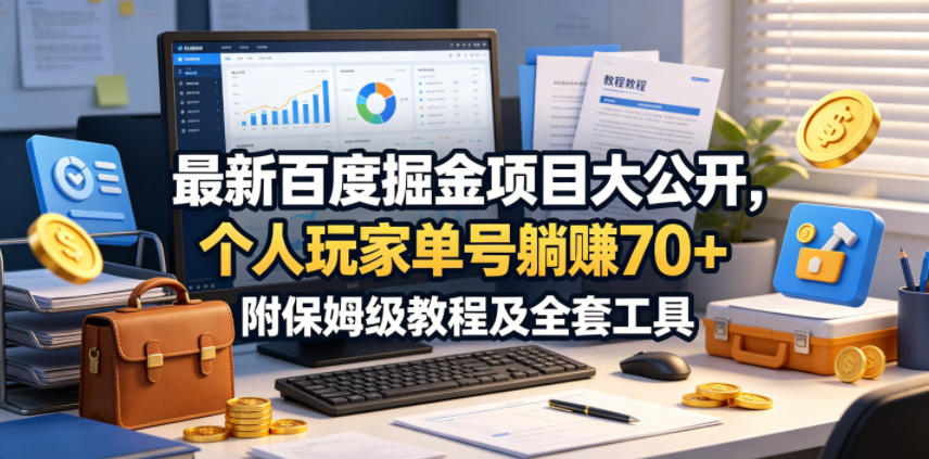 最新百度掘金项目大公开，个人玩家单号躺賺70+，附保姆级教程及全套工具【揭秘】-副业资源网