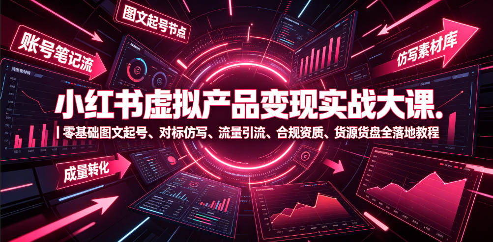 小红书虚拟产品变现实战大课｜零基础图文起号、对标仿写、流量引流、合规资质、货源货盘全落地教程-副业资源网