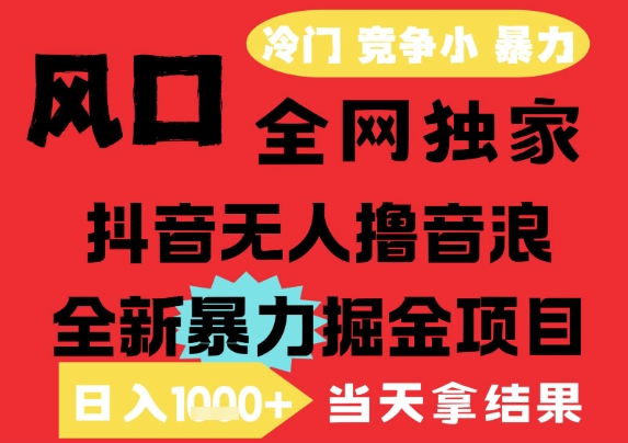 25年6月高爆抖音无人直播最新撸音浪掘金项目，解放双手小白可做，无脑日入1k+，门槛低【揭秘】-副业资源网
