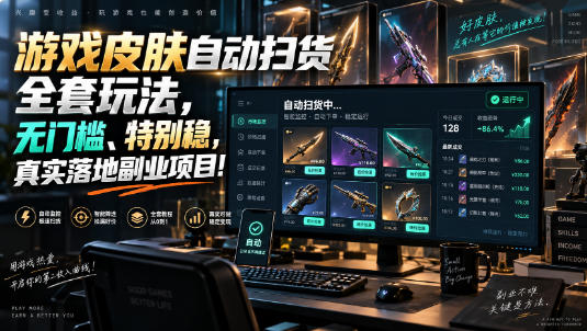 游戏皮肤自动扫货全套玩法，无门槛、特别稳，真实落地副业项目！【揭秘】-副业资源网