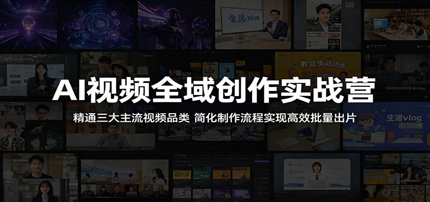 AI视频全域创作实战营：精通三大主流视频品类，简化制作流程实现高效批量出片-副业资源网