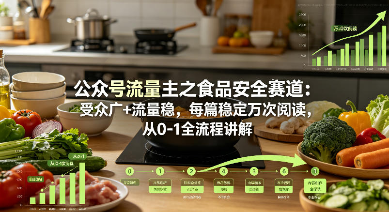 公众号流量主之食品安全赛道，受众广+流量稳，每篇作品稳定万次阅读，从0-1全流程讲解-副业资源网