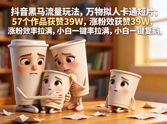 抖音黑马流量玩法，万物拟人卡通短片，57个作品获赞39W，涨粉效率拉满，小白一键复刻，保姆级拆解-副业资源网