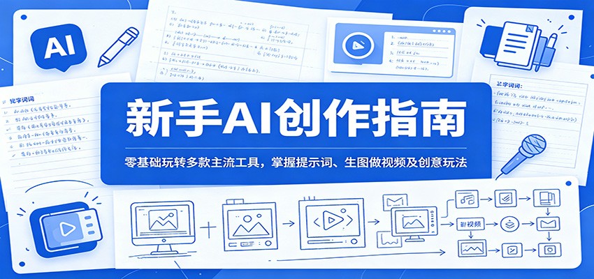 新手AI创作指南：零基础玩转多款主流工具，掌握提示词、生图做视频及创意玩法-副业资源网