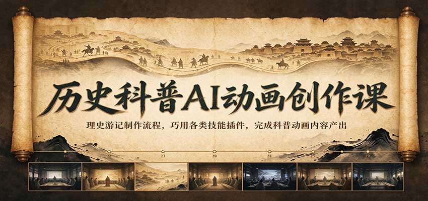 历史科普AI动画创作课:理史游记制作流程,巧用各类技能插件,完成科普动画内容产出 历史科普AI动画创作课:理史游记制作流程,巧用各类技能插件,完成科普动画内容产出