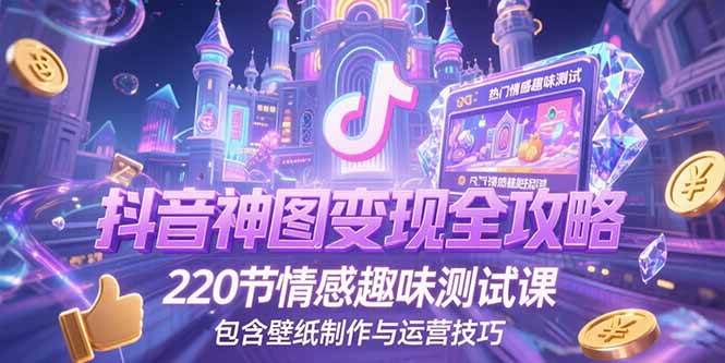 （15264期）抖音神图变现全攻略，220节情感趣味测试课，包含壁纸制作与运营技巧-副业资源网