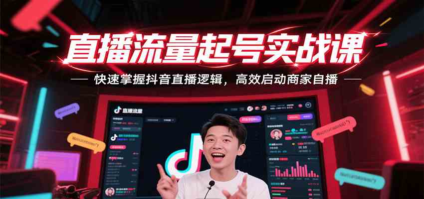 直播流量起号实战课，快速掌握抖音直播逻辑，高效启动商家自播-副业资源网