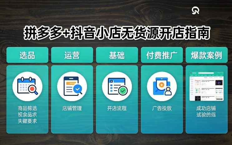 拼多多+抖音小店无货源开店，包括：选品、运营、基础、付费推广、爆款案例等(更新26年2月)-副业资源网