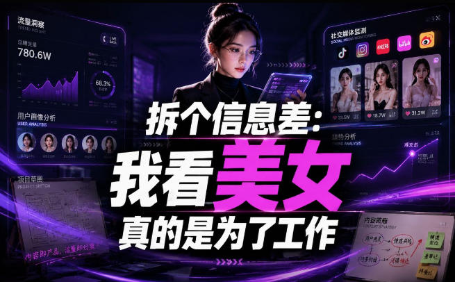 【理直气壮】我给看美女找了一个非常恰当的理由，信息差项目-副业资源网