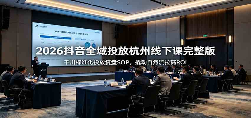 2026抖音全域投放杭州线下课完整版:千川标准化投放复盘SOP,撬动自然流拉高ROI-副业资源网