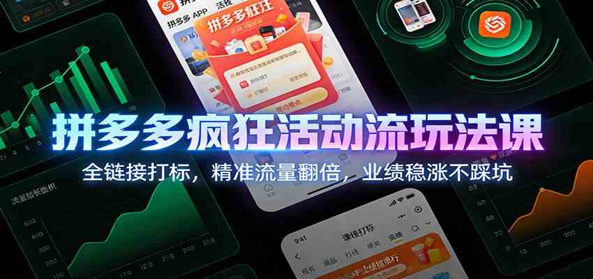 拼多多疯狂活动流玩法课：全链接打标，精准流量翻倍，业绩稳涨不踩坑-副业资源网